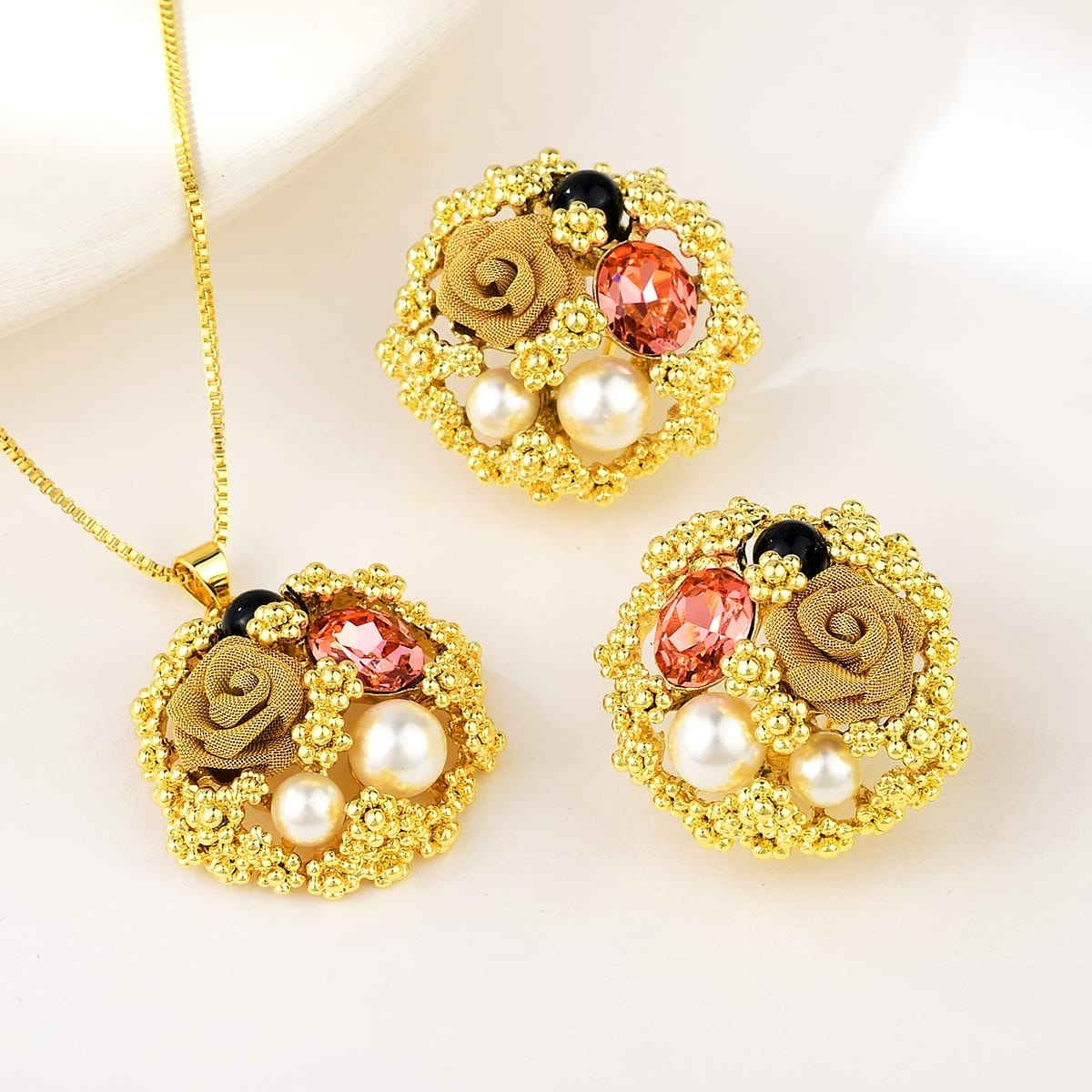 Nickel Free Gold Plated Party Piece Jewelry Set With Easy Return