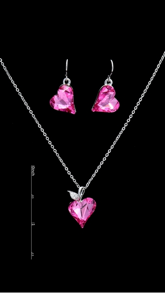 Picture of Shinning Platinum Plated Pink 2 Pieces Jewelry Sets