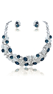 Picture of Good Quality Dark Blue Crystal 2 Pieces Jewelry Sets