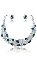 Show details for Good Quality Dark Blue Crystal 2 Pieces Jewelry Sets
