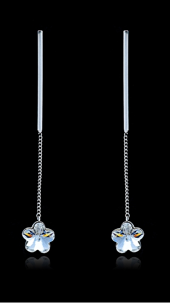 Picture of China No.1 Accessories Export Floral Platinum Plated Drop & Dangle