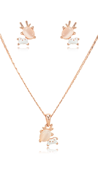 Picture of Magnificent Opal (Imitation) Rose Gold Plated 2 Pieces Jewelry Sets