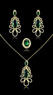 Picture of Unique Design Green Brass 3 Pieces Jewelry Sets