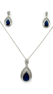 Picture of Online Fashion Bag Wholesale Dark Blue Platinum Plated 2 Pieces Jewelry Sets