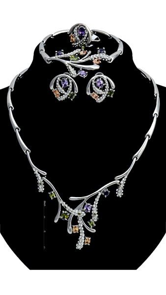 Picture of Unique Design Platinum Plated Party 4 Pieces Jewelry Sets