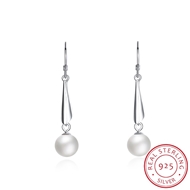 Picture of Noble Designed Platinum Plated Venetian Pearl Drop & Dangle