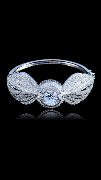 Picture of Touching Cubic Zirconia Platinum Plated Bangles