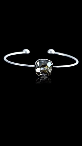 Picture of Modern Single Stone Platinum Plated Bangles