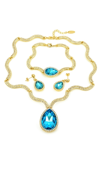 Picture of Friendly-Environmental African Sea Blue 3 Pieces Jewelry Sets