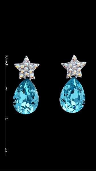 Picture of Fabulous Sea Blue Platinum Plated Stud 