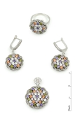 Picture of Unique Fashion Colourful Cubic Zirconia 3 Pieces Jewelry Sets