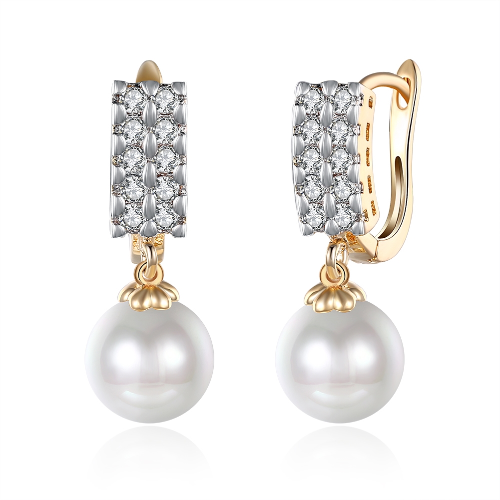 Main Products Platinum Plated Venetian Pearl Huggies Earrings