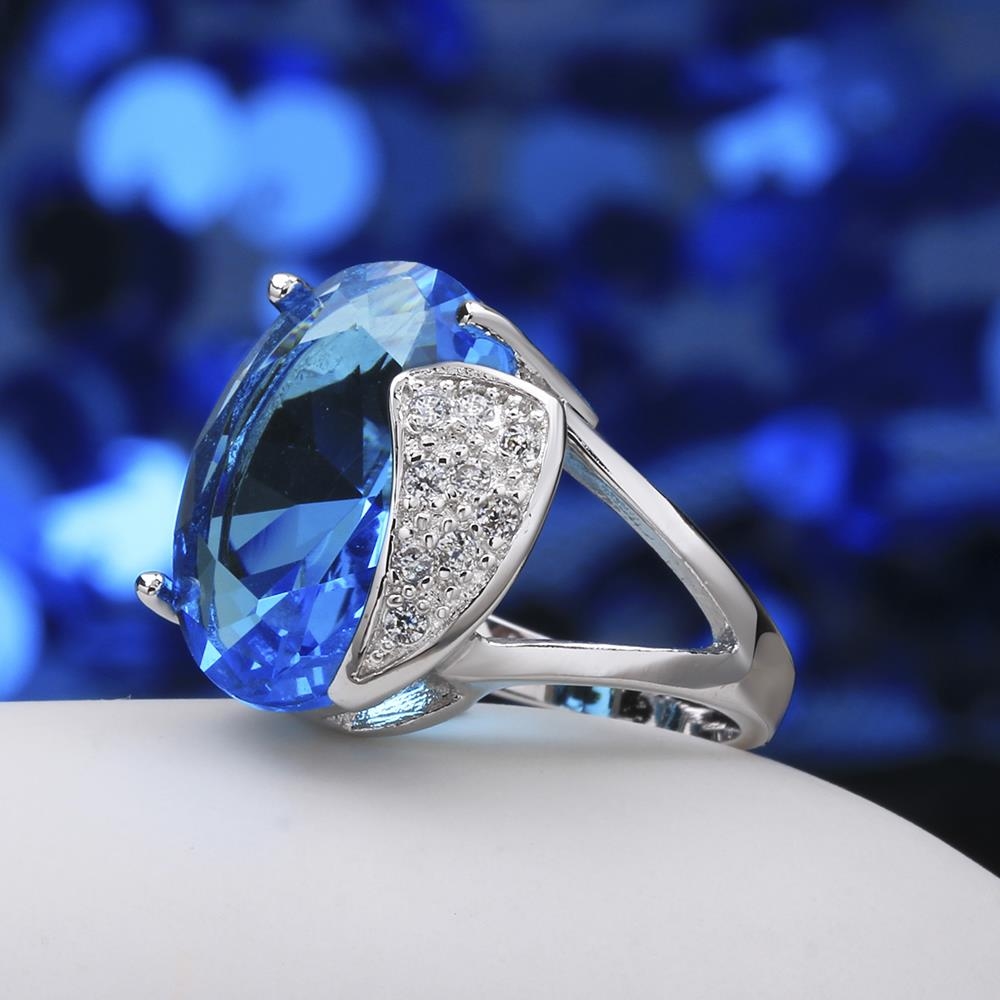 Superior Blue Platinum Plated Fashion Rings