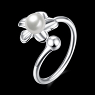 Picture of Cheaper Venetian Pearl Platinum Plated Fashion Rings