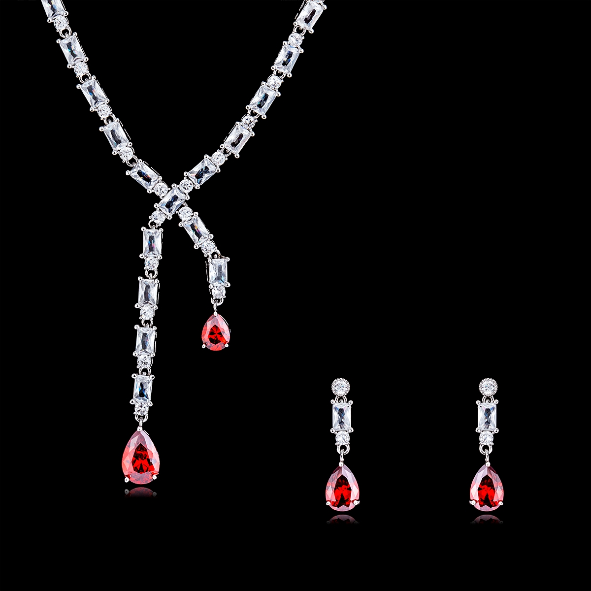 Wedding Cubic Zirconia Necklace And Earring Sets 1jj050940s