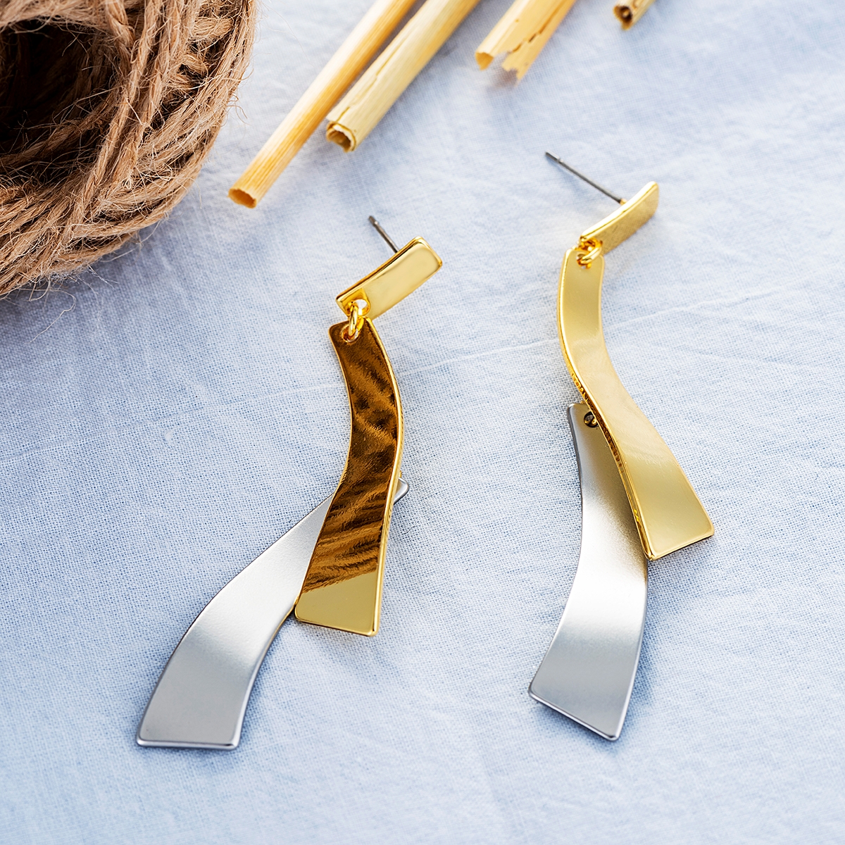 Unique Big Gold Plated Dangle Earrings