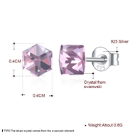 Picture of Impressive Pink Platinum Plated Stud Earrings with Beautiful Craftmanship