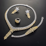 Picture of Great Cubic Zirconia Gold Plated 4 Piece Jewelry Set