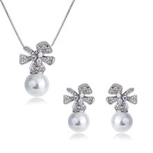 Show details for Popular Cubic Zirconia White Necklace and Earring Set