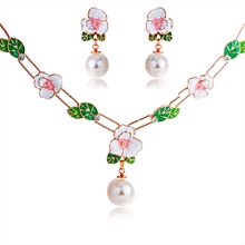 Show details for Fashion Artificial Pearl Colorful Necklace and Earring Set