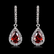 Picture of Bulk Platinum Plated Cubic Zirconia Dangle Earrings at Super Low Price