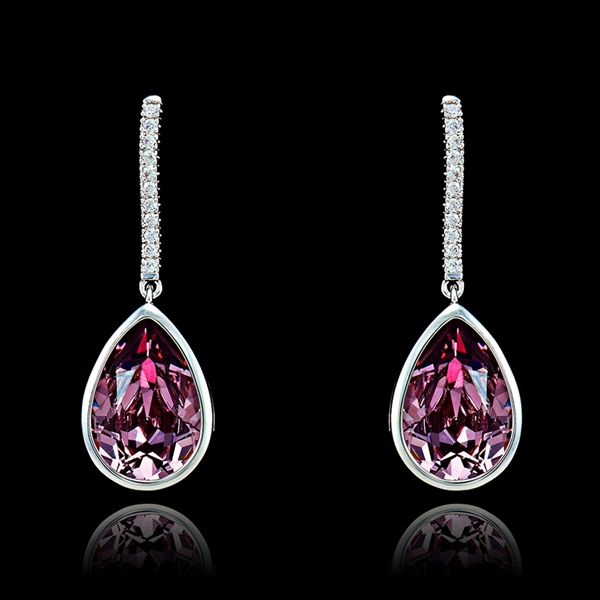 Picture of The Best Discount Platinum Plated Single Stone Drop & Dangle