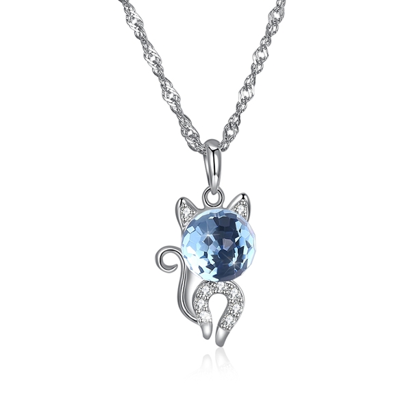 Picture of Brand New Blue 925 Sterling Silver Pendant Necklace with SGS/ISO Certification