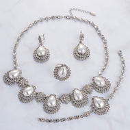 Picture of Artificial Pearl Zinc Alloy 4 Piece Jewelry Set Factory Direct