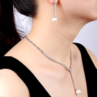 Picture of Bling Casual Platinum Plated Necklace and Earring Set
