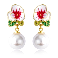 Picture of Best Artificial Pearl Pink Dangle Earrings