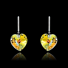 Show details for Charming Heart & Love Swarovski Element Drop & Dangle