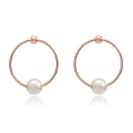 Picture of Trendy Style  Rose Gold Plated Venetian Pearl Stud
