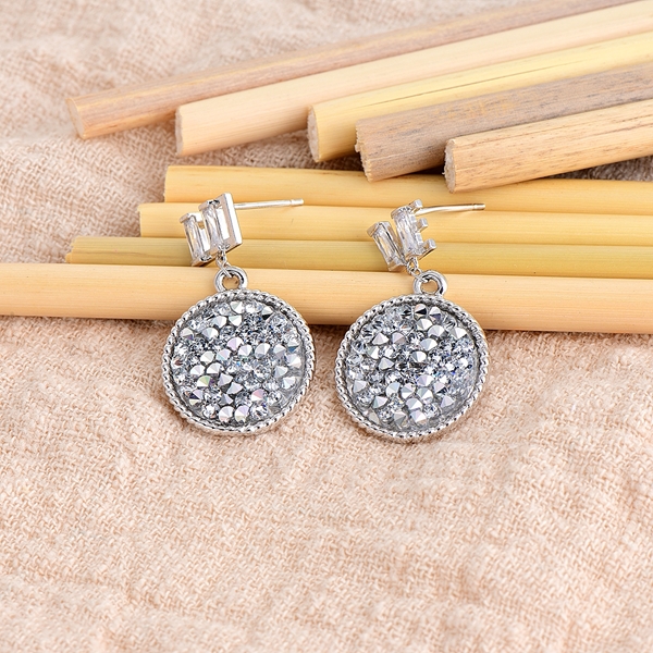 Picture of Designer Platinum Plated Copper or Brass Dangle Earrings with No-Risk Return