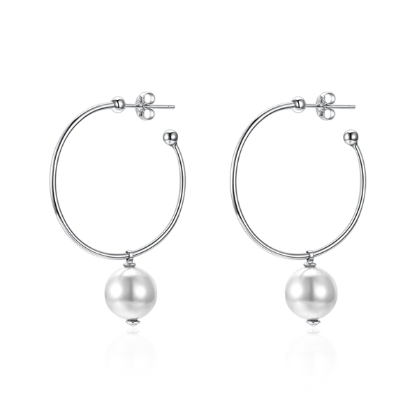 Picture of Designer Platinum Plated Casual Hoop Earrings with No-Risk Return