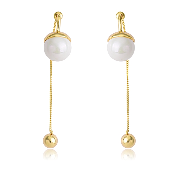 Picture of Trendy White Artificial Pearl Dangle Earrings with No-Risk Refund