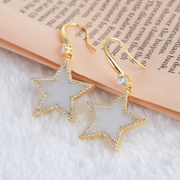 Picture of Fashion Cubic Zirconia Star Dangle Earrings