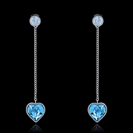 Picture of Sparkling Platinum Plated Sea Blue Drop & Dangle