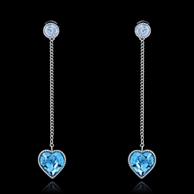 Show details for Sparkling Platinum Plated Sea Blue Drop & Dangle