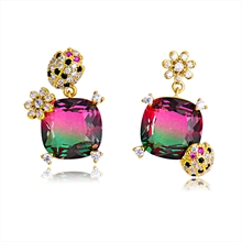 Show details for Copper or Brass Cubic Zirconia Stud Earrings with Beautiful Craftmanship