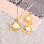 Show details for Eye-Catching Gold Plated Zinc Alloy Necklace and Earring Set with Member Discount