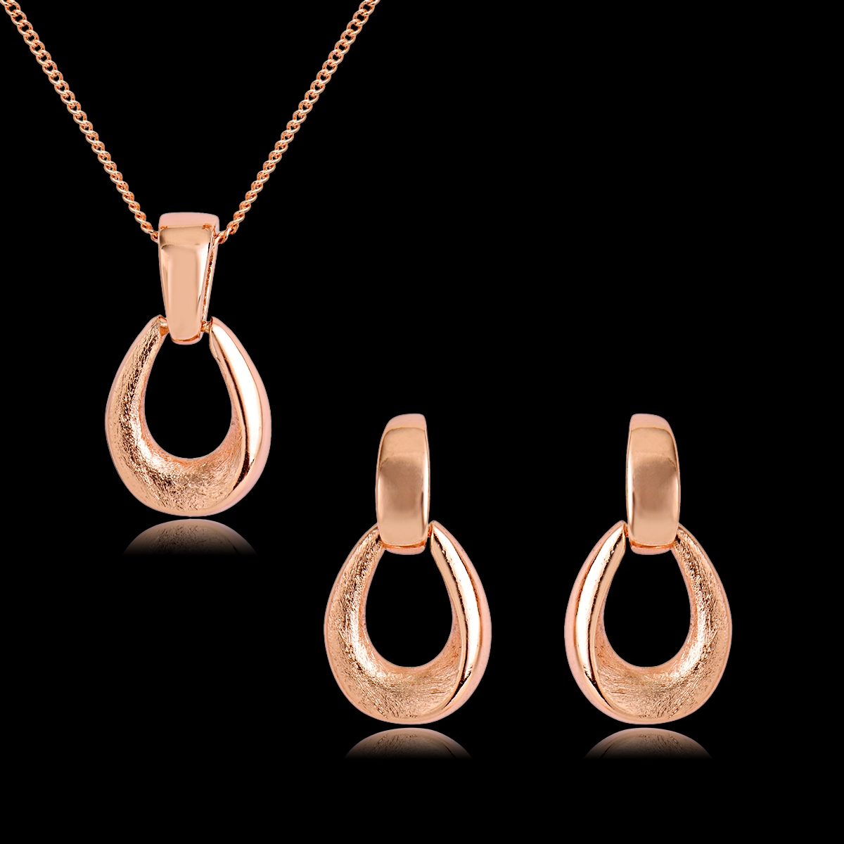 Hypoallergenic Rose Gold Plated Zinc Alloy Necklace and Earring Set with Easy Return