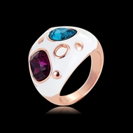 Picture of Zinc Alloy Rose Gold Plated Fashion Ring From Reliable Factory