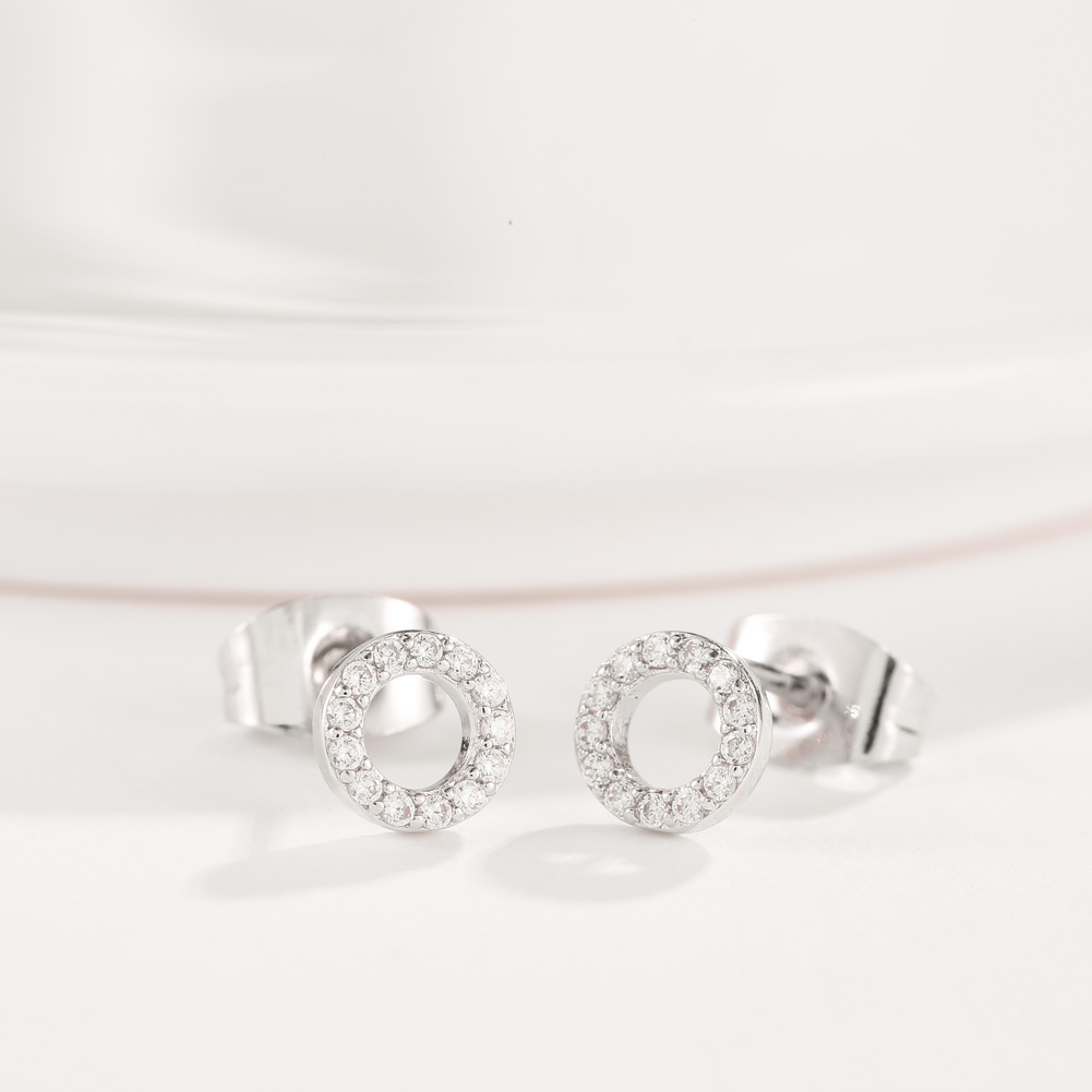 Inexpensive Platinum Plated Cubic Zirconia Stud Earrings with Member Discount