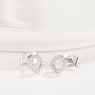 Picture of Inexpensive Platinum Plated Cubic Zirconia Stud Earrings with Member Discount