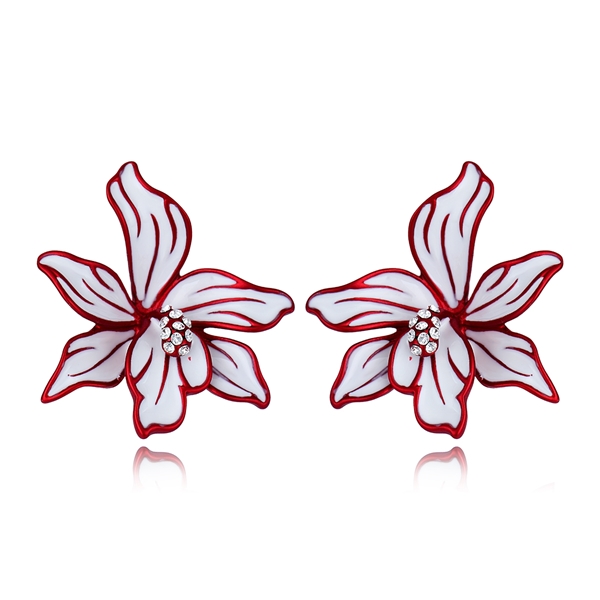 Picture of Brand New Red Enamel Stud Earrings with SGS/ISO Certification