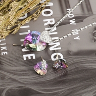 Show details for Fashion Platinum Plated Necklace and Earring Set Online Only