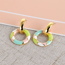 Show details for Great Enamel Gold Plated Dangle Earrings