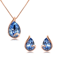 Picture of Great Value Rose Gold Plated Artificial Crystal Necklace and Earring Set in Exclusive Design