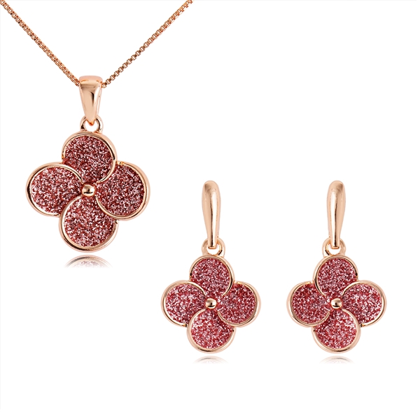 Distinctive Pink Zinc Alloy Necklace and Earring Set with Low MOQ