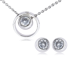 Show details for Pretty Cubic Zirconia Platinum Plated Necklace and Earring Set